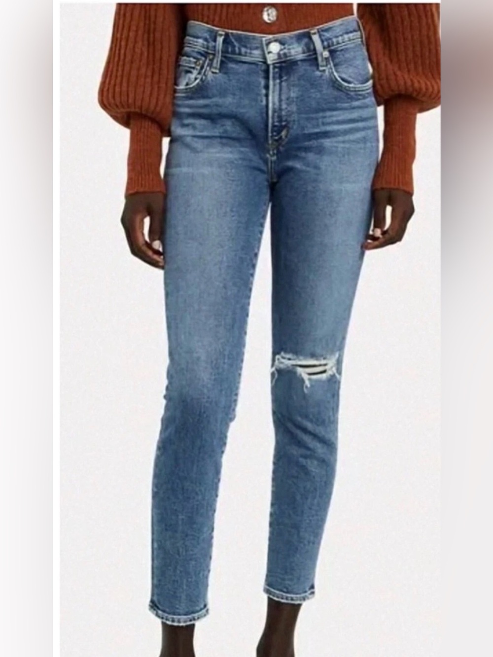 AGOLDE Nico High Rise Slim Shorline Distressed Crop Jeans, #A093C-1256, Size 28